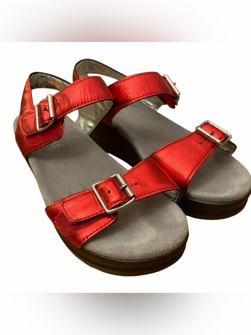 Alegria Metallic Red Comfort Sandals Size 38 Adjustable Buckle